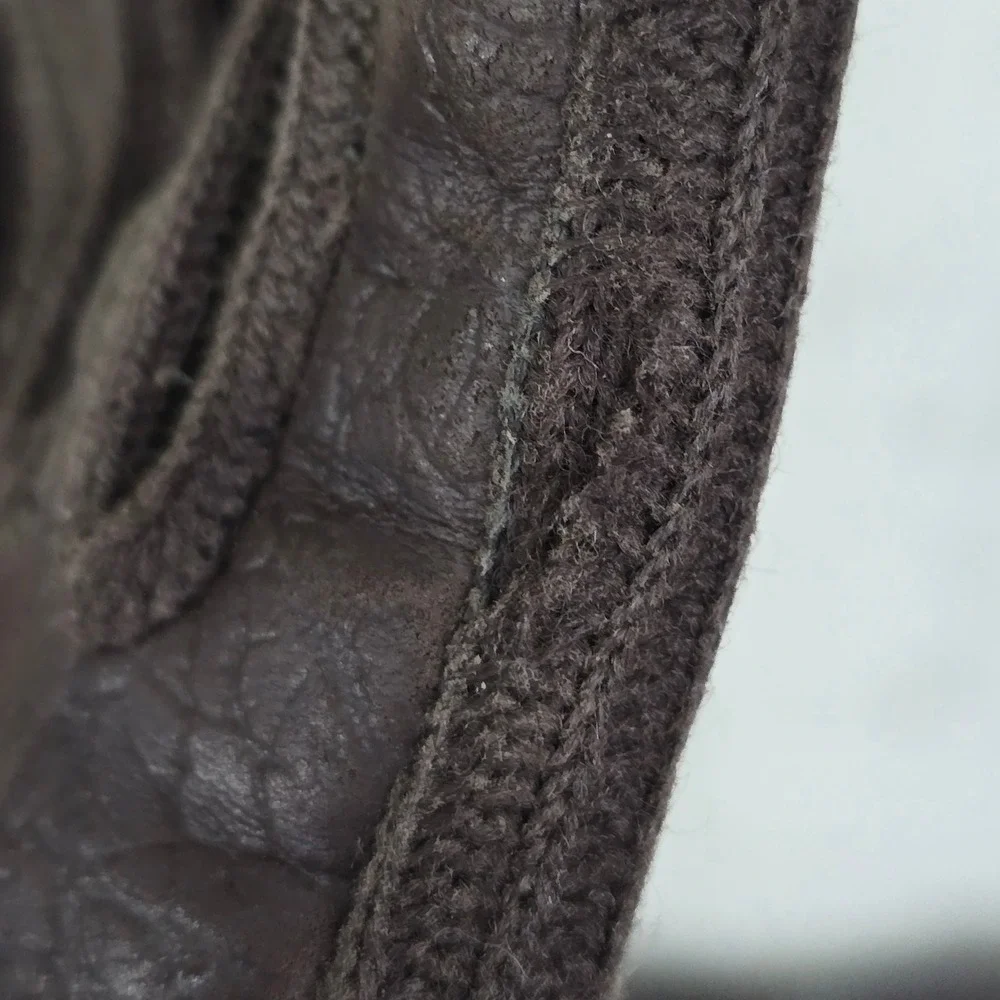 Vintage Van Raalte Brown Gloves‎ Wool Lined Buckle Wrist Size A Small 1960s